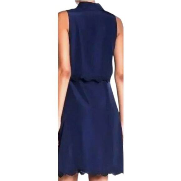 Parker Navy Lace Hem Shirt Dress M NWT - Picture 10 of 11